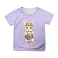 thumbnail image 1 of MIASHUI T-Shirt Garçon Mignon avec Imprimé Lapin, Filles Joyeuses Pâques, Violet, 10-11 Ans, 1 of 4
