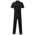 thumbnail image 5 of LISTHA Mens Casual Overalls,Short Sleeve Zip Up Coverall Basic Work Wear Casual Slim Fit Jumpsuit Construction Pants Black 3XL, 5 of 5