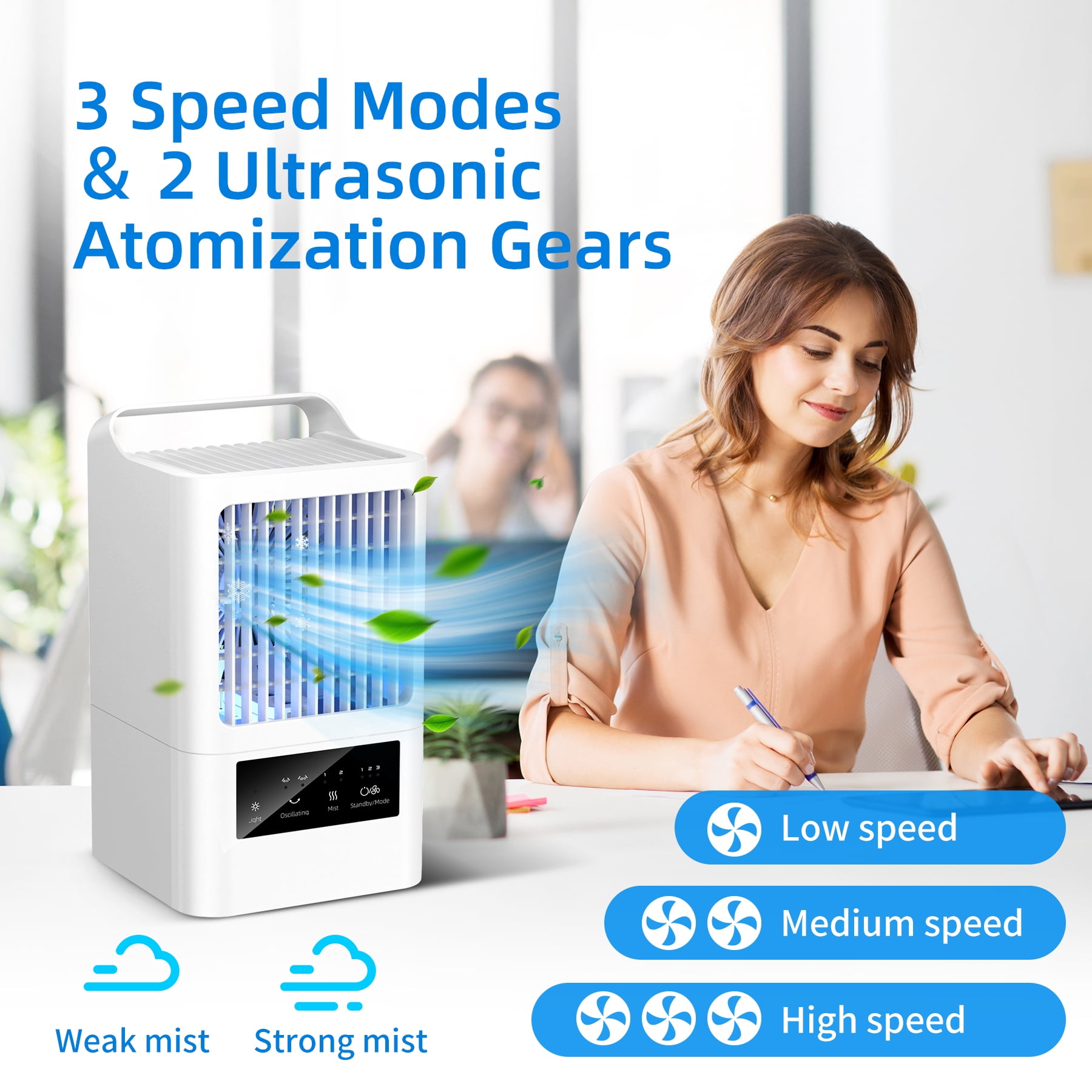 ALROCKET Portable Air Conditioners, Evaporative Air Cooler with 120°Oscillating Mist Humidifier, Portable AC Unit for Bedroom Office Dorm