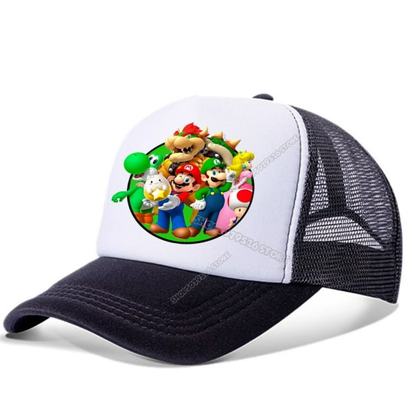 Gorra de béisbol de Super Mario Bros para hombre y mujer, gorro de princesa Peach para niña, gorro de Anime para niño, gorra de malla de dibujos animados, sombrero para el sol para hombre y mujer Fivean unisex