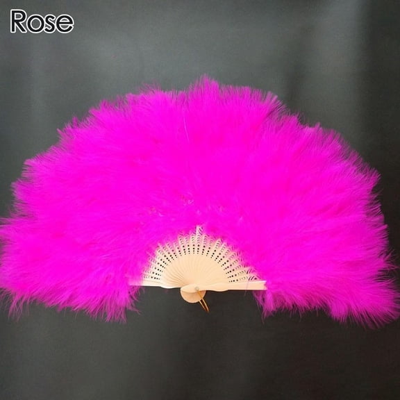 New Wedding Party Accessories Crafts Gifts Feather Fans White Hand Fan Handmade Dance Fan Ladies Folding Fan ROSE