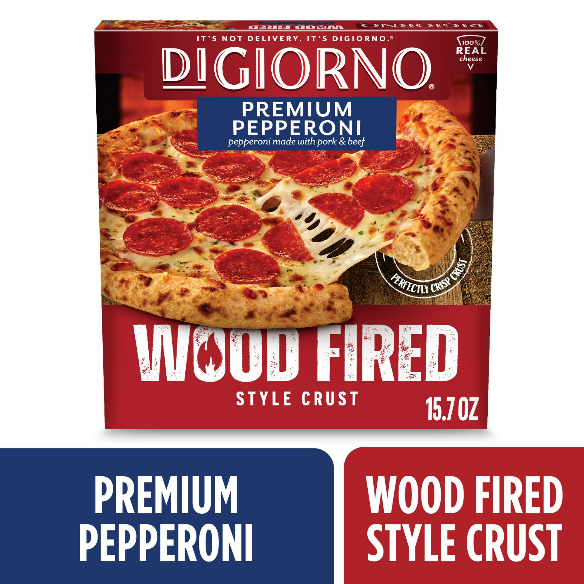 DiGiorno Frozen Pizza, Wood Fired Style Crust, Premium Pepperoni Pizza, 15.7 oz (Frozen)