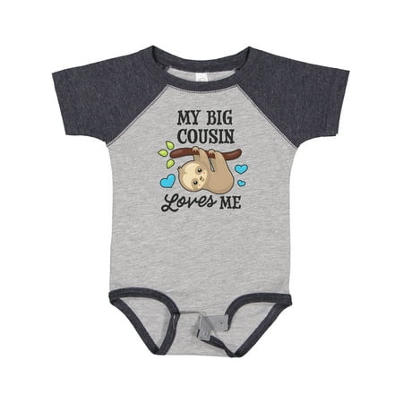 

Inktastic My Big Cousin Loves Me with Sloth and Hearts Gift Baby Boy or Baby Girl Bodysuit