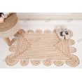 thumbnail image 5 of Rectangle Rug Natural Jute Rug Hand Braided Beige and White Color Rounding Line Area Rug, 5 of 5