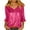 Hot Pink, variant on BLVB Womens Sparkly Sequin Tops 3/4 Sleeve Glitter Party Dressy Blouse V-Neck Evening Club Concert Shirt