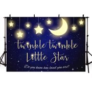 7x5FT Twinkle Twinkle Little Star Baby Shower Party Backdrop Photography Background Props Navy and Gold Glitter Stars Moon Photo Banner for Boy Baby Shower Dessert Table Decoration