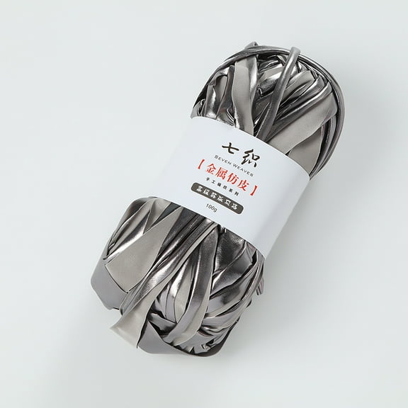 Zhuge 54.6 Yards 100g Shiny Metallic T-Shirt Yarn, Fabric Cloth Yarn for Crocheting, Knitting, Handmade Bag & Rug Weaving DIY Projects, Dark Grey