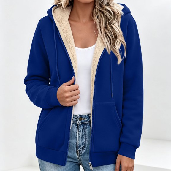 Mifsaly Womens Sherpa Fleece Lined Jackets Full Zip Hoodies Fall Winter Thermal Daily Going Out Athletic Casual Outfits with Pockets