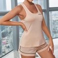 thumbnail image 4 of Conjunto de pijama sin mangas con forma de I, espalda, cuello en U, bolsillo delantero, cintura elástica, kit de ropa de dormir sin mangas, 4 of 7
