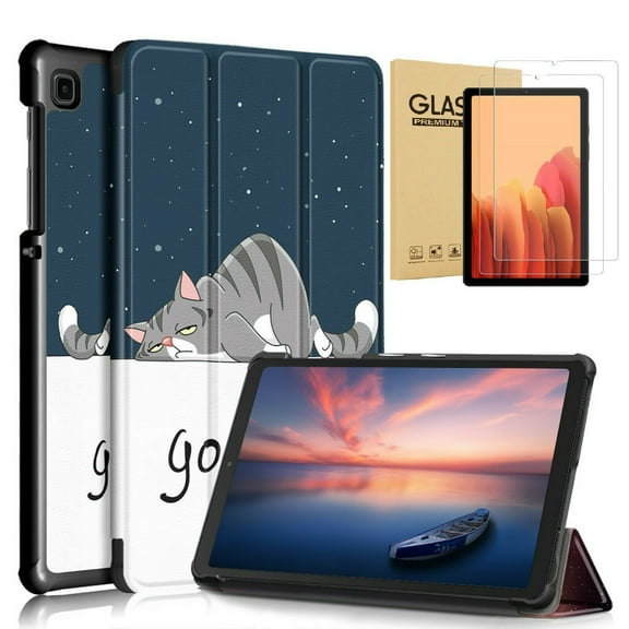 Galaxy Tab A7 Lite 8.7" Case with Screen Protector, Epicgadget Folio Case Stand Cover for Samsung Galaxy Tab A7 Lite 8.7 (SM-T220/SM-T225) with 2 Pieces Galaxy Tab A7 Lite Tempered Glass (Lazy Cat)