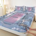 thumbnail image 3 of Manfei Winter Western Festival Twin Sheet Sets, Dreamy Blue Pink Christmas Twin Fitted Sheet, Teens Boys Girls Kids Flat Sheet, Luxury Bedroom Decor, 3-Piece, 3 of 7