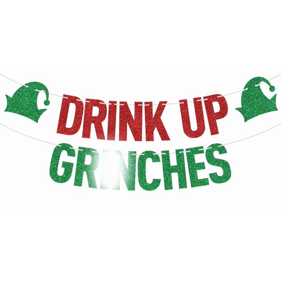 Banner ZACHAKO Drink Up Grinches rojo y verde 183 cm