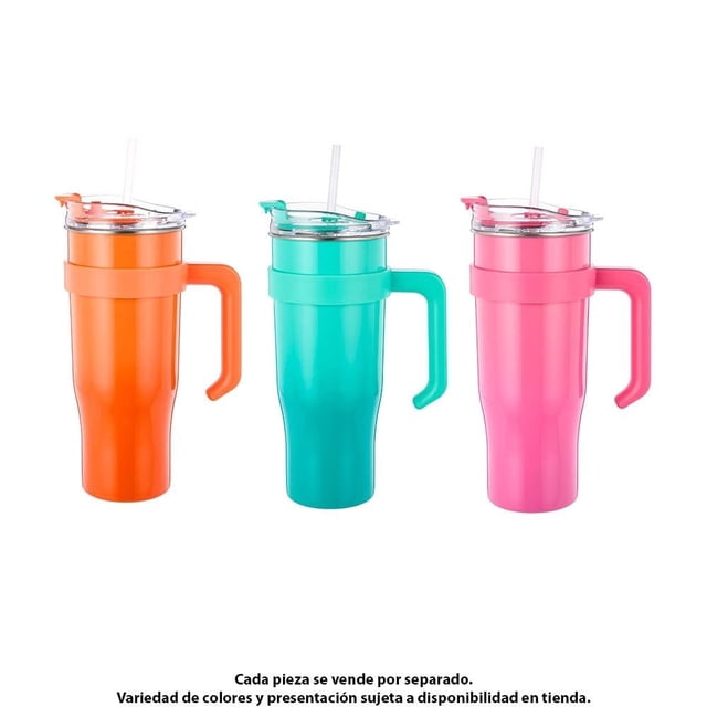 Vaso Way to Celebrate de Acero Inoxidable con Popote para Bebidas Frías o Calientes de 1.5 Litros