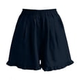 thumbnail image 6 of ClodeEU Women's Summer Elastic Waist Ruffle Hem Shorts,Casual Comfy Loose Fit Linen Cotton Shorts with Pockets Navy,Women's Plus M, 6 of 8