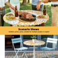 thumbnail image 6 of Elastic Fitted Round Tablecloth, Orange Gray Coral Coastal Waterproof Stretch Table Cover for 36"-44" Tables, Summer Beach Seaside Nautical Washable Outdoor Tablecloths for Patio, Picnic, Camping, 6 of 9