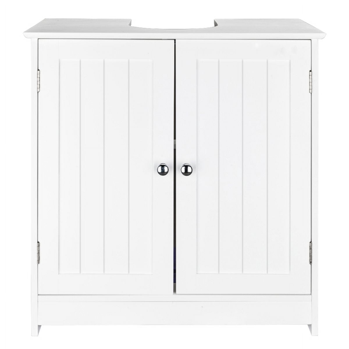 White Waterproof Bathroom Sink Cabinet w/Magnetic Base & Vintage Knobs - Adjustable Shelf Under Sink Storage 23.6x11.4x23.6 Inch