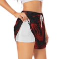thumbnail image 1 of Balery Red Dragon On Black Pantalones cortos deportivos para mujer con forro y dos bolsillos, elásticos, para entrenamiento, gimnasio, yoga-Medium, 1 of 7