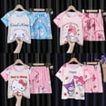 thumbnail image 2 of Sanrios Hellokittys Kuromi Cinnamoroll My Melody pijamas de dibujos animados para niños de manga corta para niños y niñas traje fino de servicio a domicilio para estudiantes, 2 of 5