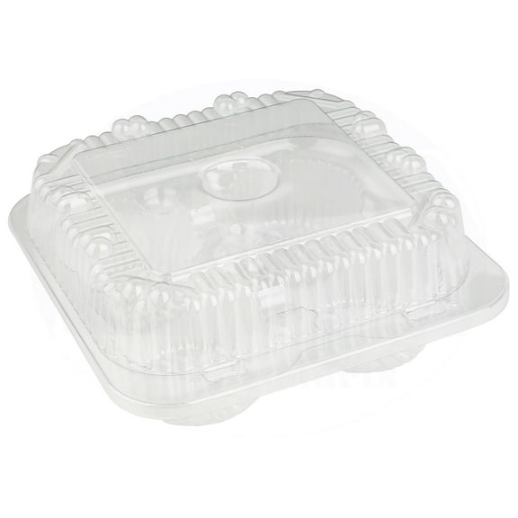 MT Products Clear Plastic Cupcake Containers 4 Compartment - Pack of 15