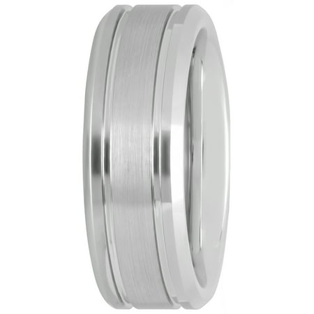 Men's Double Grooved Tungsten Ring, 8mm
