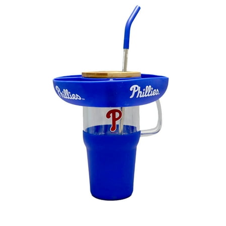The Memory Company Philadelphia Phillies 40oz. Glass Tumbler with Silicone Snack Tray