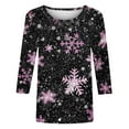 thumbnail image 4 of VKOYWKM Merry Christmas T-Shirts Women 3/4 Length Sleeve Women Tops Cute Chrismas Snowflake Graphic Tees Holiday Crew Neck Xmas T-Shirts Fall Tunic Top, 4 of 4