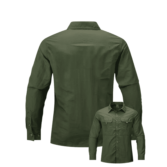 Men's Lightweight Breathable Long Sleeve Shirt with Large Pockets - Casual, Quick-Dry Nylon for Spring/Fall