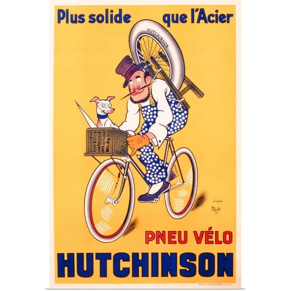 Great BIG Canvas | Rolled Michel (1881-1923) Liebeaux Poster Print entitled Advertisement for Hutchinson tyres, c.1937