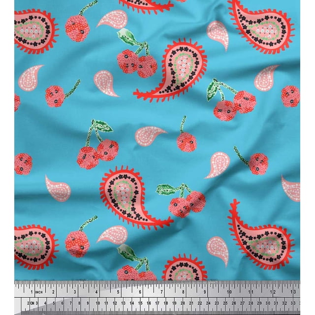 Soimoi Poly Georgette Fabric Floral & Paisley Print Fabric by The Yard 52 Inch Wide