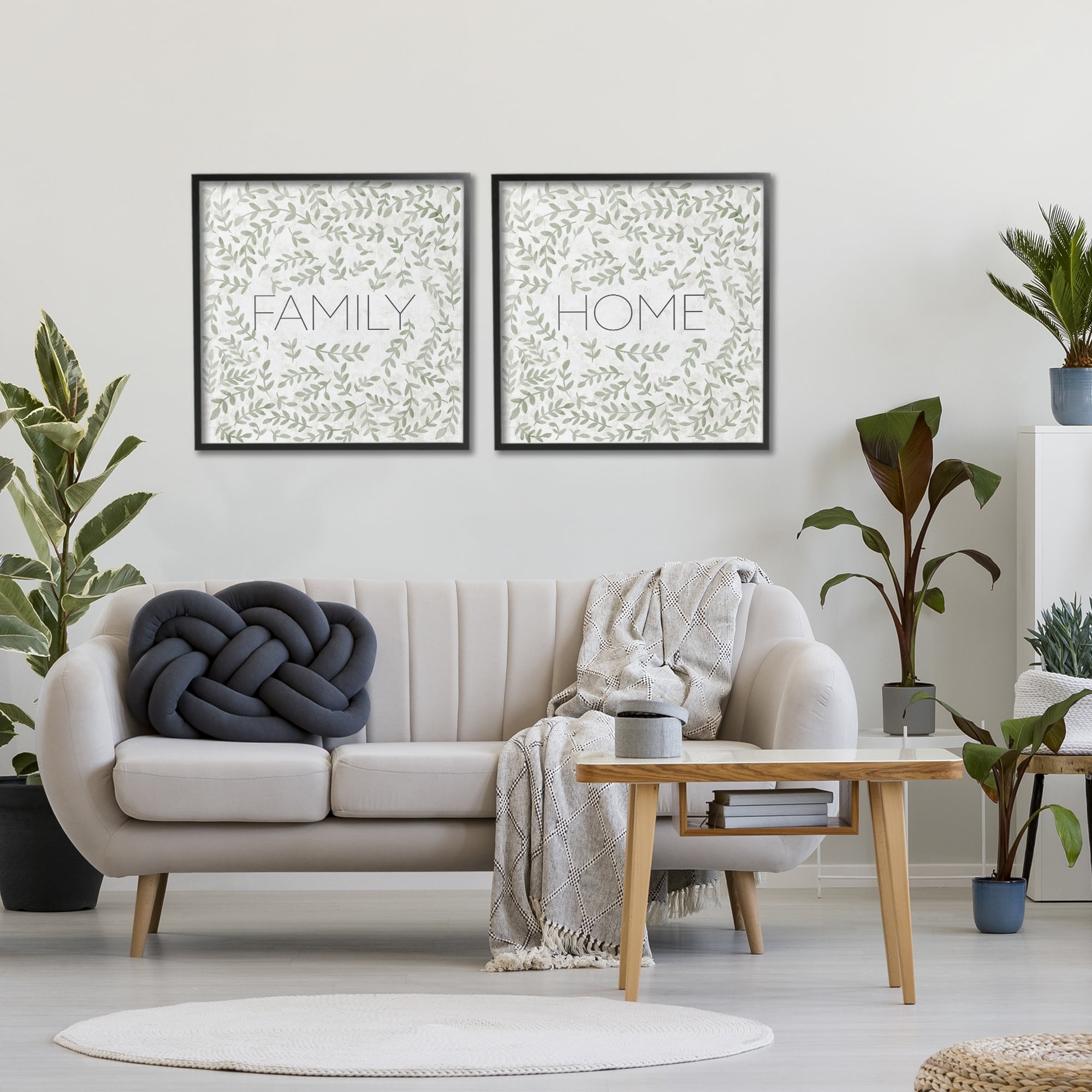 Stupell Industries Curved Ivy Sprigs Phrases 2 Piece Black Framed Giclee Art Set, design by SD Graphics Studio