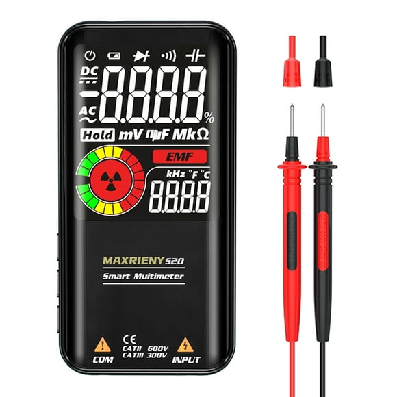 MAXRIENY S20 Advanced Multimeter with 3.5" LCD, TRMS 9999 Count, Voltage/Resistance/Capacitance/Diode/Frequency/EMF/Live Wire/Continuity Testing, Backlit Display, Flashlight, Rechargeable Battery