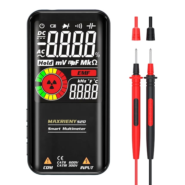 Amdohai MAXRIENY S20 Multimètre Intelligent 3,5 Pouces LCD Affichage 9999 Compte TRMS Courant Continu AC Voltage Résistance Capacité Diode Fréquence Live Wire Test Continuité Ef Détection avec Backlig