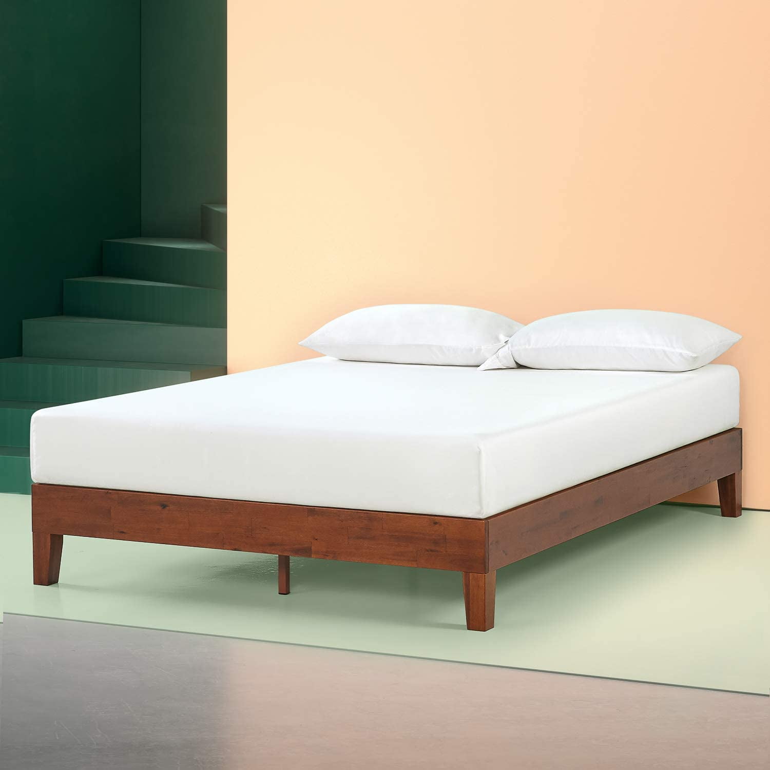 Zinus Wen 12 Inch Deluxe Wood Platform, Wood Slat Bed Frame Vs Box Spring
