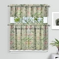 thumbnail image 2 of Pioneer Kitchen Curtains and Valance Set 36 Inch Tier Pink and White Gouache Floral Pattern 3 Pieces Set Dining Room Small Curtain Drapes Cafe Curtains Valance for Home Decor Rod Pocket, 2 of 6