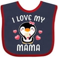 thumbnail image 3 of Inktastic I Love My Mama with Cute Penguin and Hearts Girls Baby Bib, 3 of 4