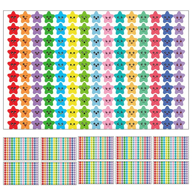 30 Sheets Decorative Star Stickers Five-point Star Shaped Stickers for Kindergarten Reward Stickers