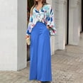 thumbnail image 2 of Babysbule Womens Fall Plus Top Sets Sales Plus Size Fashion Women Casual Printed Long Sleeve Turndown Neck Tops Collar Long Pants Sets, 2 of 7