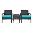 thumbnail image 1 of Pemberly Row 3-piece Rattan Patio Furniture Set with Sponge Cushion in Turquoise, 1 of 10