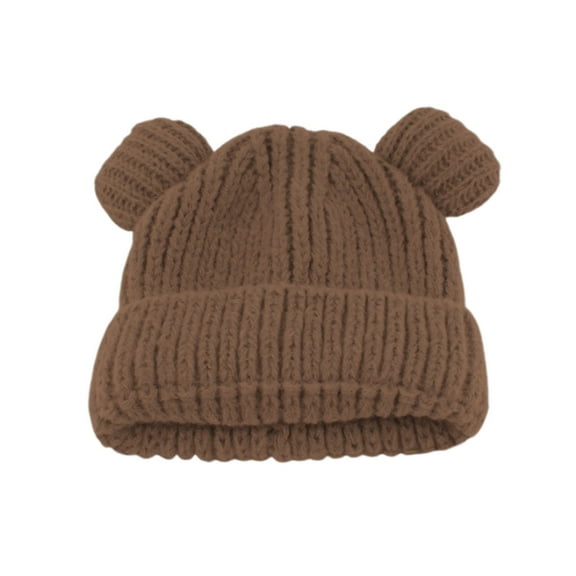 TMOYZQ 1-6 Years Old Baby Boys Girls Winter Hats with Cute Ears, Unisex Toddler Kids Ribbed Chunky Cable Knit Thick Warm Soft Fleece Lined Skull Caps