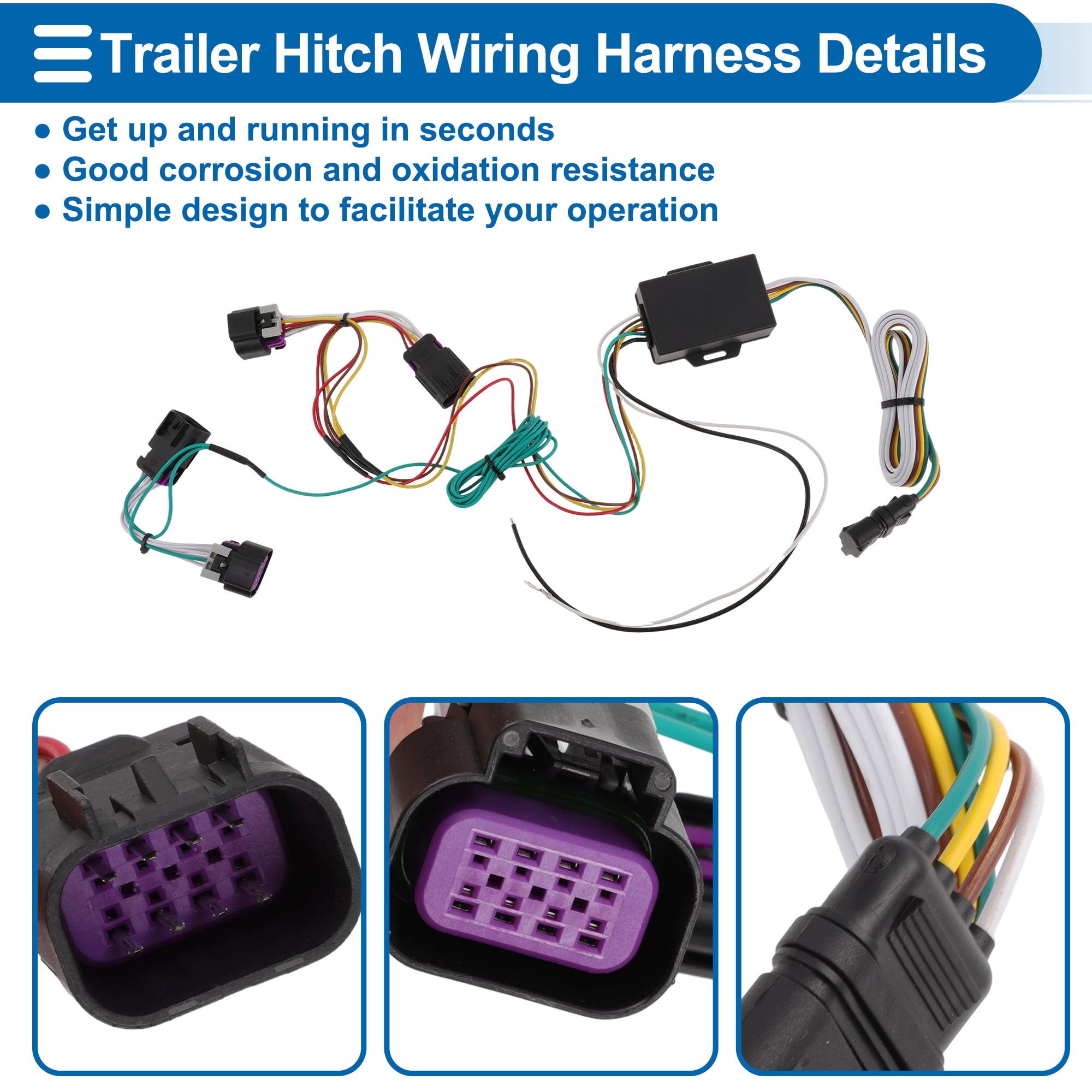 Unique Bargains 4 Pin Trailer Wiring Harness 56478 Towing Hitch for Ram ProMaster