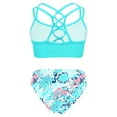 thumbnail image 2 of YUUMIN Girls Solid Color 2 Pcs Bikini Sets Crisscross Crop Top with Triangle Briefs Bathing Suits Tankini Leaf 4, 2 of 5