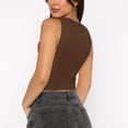 thumbnail image 4 of VBARHMQRT Workout Tank Top Womens Solid Color Fashionable and Sexy Sleeveless Tight Bottomed Shirt with a Round Neck and a Racerback Top for External Wear Womens Camisole Tank Tops Cotton, 4 of 9