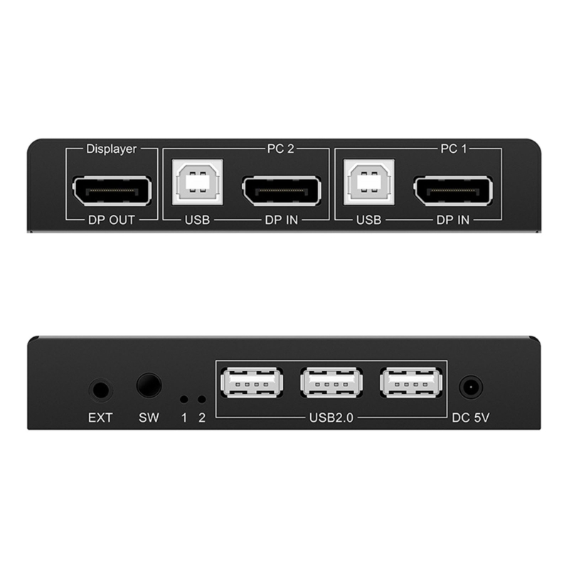 2 in 1 out DP KVM Switcher KVM Switcher 2 PC Computer Share 1 Set Keyboard Mouse Monitors Printer USB Drive