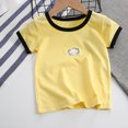 thumbnail image 5 of Camisetas de manga corta para niños pequeños Camiseta con estampado gráfico y cuello redondo de algodón para niñas de verano Niños Amarillo 100, 5 of 5