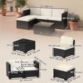 thumbnail image 3 of Outsunny Sectionnel d'Extérieur de Patio 5 Pcs avec Coussin, Crème, 3 of 10