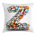 thumbnail image 1 of Letter Z Throw Pillow Cushion Cover, Colorful Different Balls Forming a Letter Z Fun Games for Children Activity Hobby, Decorative Square Accent Pillow Case, 20 X 20 Inches, Multicolor, by Ambesonne, 1 of 2
