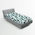 thumbnail image 2 of Ambesonne Botanical Fitted Sheet, Retro Flower Leaf Design, Twin Size, Dark Teal Slate Blue, 2 of 5