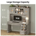 thumbnail image 4 of SEDETA 47 Inch Farmhouse Office Desk with Hutch and Drawers, Executive Desk Computer Desk with File Drawer and Cabinets, Large Workstation Traditonal Style Practical table for Home Office, Grey, 4 of 9