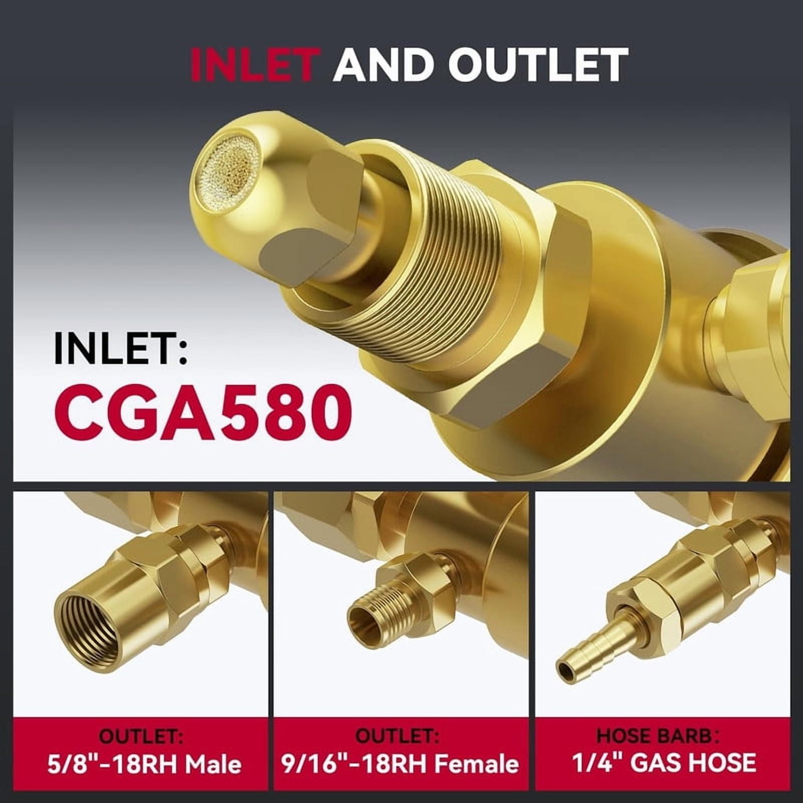 ARCCAPTAIN Argon CO2 Regulators with 8.2FT Inert Gas Welding Hose, Welding Regulator for MIG and TIG, 0-4000 PSI, 0-30+ CFH, CGA580 Inlet Connection
