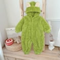 thumbnail image 4 of Diufon Newborn Baby Boy Girl Fleece Romper Fleece Thickened Warm Hoodie Jumpsuit Fall Winter Button Bodysuit, 4 of 7